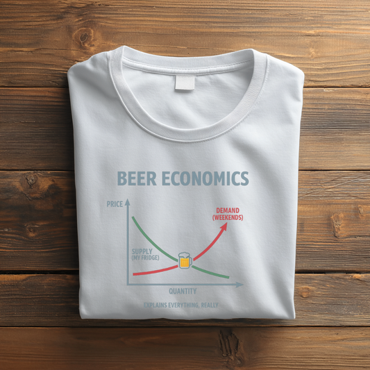 Beer Economics T-Shirt - Funny Supply and Demand Graph Tee, Aussie Beer Shirt, Weekend Drinking Humour Gift