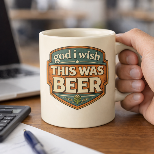 God I Wish This Was Beer Mug | Funny Coffee Mug for Beer Lovers | Office Humour Gift